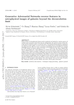 Generative Adversarial Networks recover features in astrophysical images
  of galaxies beyond the deconvolution limit