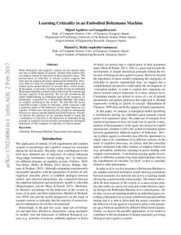 Learning Criticality in an Embodied Boltzmann Machine