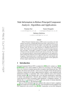 Side Information in Robust Principal Component Analysis: Algorithms and
  Applications