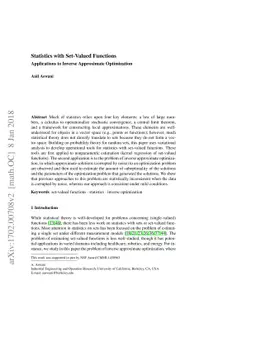 Statistics with Set-Valued Functions: Applications to Inverse
  Approximate Optimization