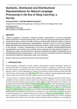 Symbolic, Distributed and Distributional Representations for Natural
  Language Processing in the Era of Deep Learning: a Survey
