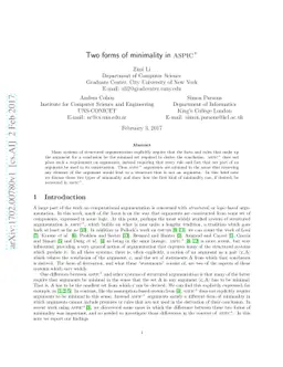 Two forms of minimality in ASPIC+