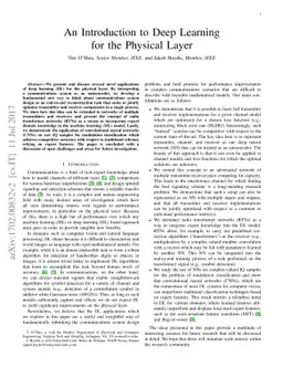An Introduction to Deep Learning for the Physical Layer