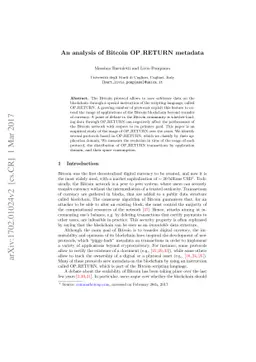 An analysis of Bitcoin OP_RETURN metadata