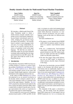 Doubly-Attentive Decoder for Multi-modal Neural Machine Translation