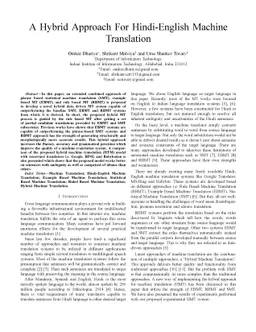 A Hybrid Approach For Hindi-English Machine Translation