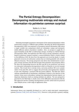 The Partial Entropy Decomposition: Decomposing multivariate entropy and
  mutual information via pointwise common surprisal