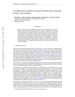 Calibrating Energy-based Generative Adversarial Networks