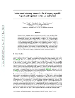 Multi-task memory networks for category-specific aspect and opinion
  terms co-extraction