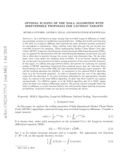 Optimal Scaling of the MALA algorithm with Irreversible Proposals for
  Gaussian targets