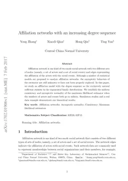 Affiliation networks with an increasing degree sequence