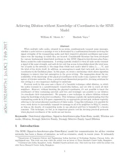 Achieving Dilution without Knowledge of Coordinates in the SINR Model