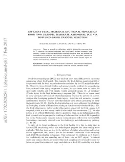 Efficient fetal-maternal ECG signal separation from two channel maternal
  abdominal ECG via diffusion-based channel selection
