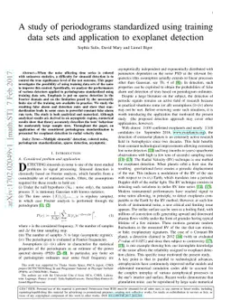 A study of periodograms standardized using training data sets and
  application to exoplanet detection