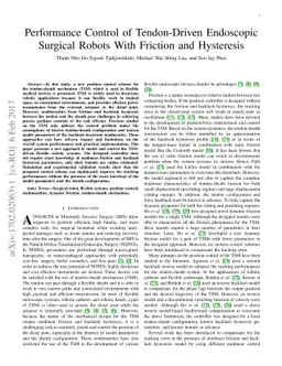 Performance Control of Tendon-Driven Endoscopic Surgical Robots With
  Friction and Hysteresis