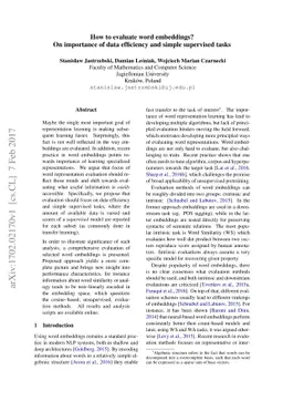 How to evaluate word embeddings? On importance of data efficiency and
  simple supervised tasks