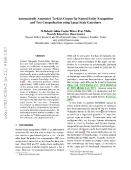 Automatically Annotated Turkish Corpus for Named Entity Recognition and
  Text Categorization using Large-Scale Gazetteers