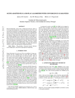 Scene-adapted plug-and-play algorithm with convergence guarantees