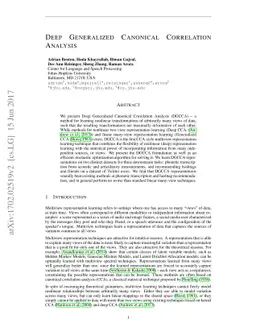 Deep Generalized Canonical Correlation Analysis