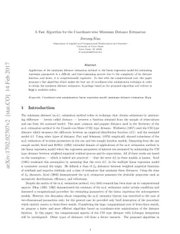 A Fast Algorithm for the Coordinate-wise Minimum Distance Estimation