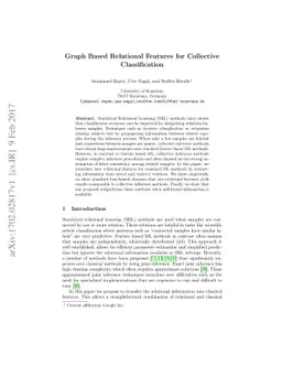 Graph Based Relational Features for Collective Classification