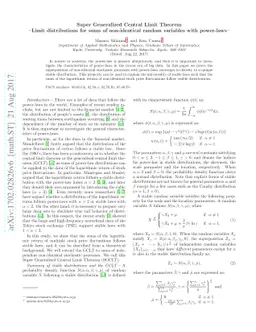 Super Generalized Central Limit Theorem: Limit distributions for sums of
  non-identical random variables with power-laws