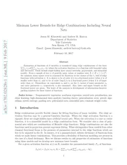 Minimax Lower Bounds for Ridge Combinations Including Neural Nets