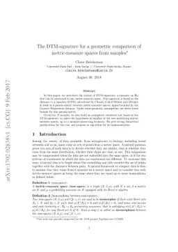 The DTM-signature for a geometric comparison of metric-measure spaces
  from samples