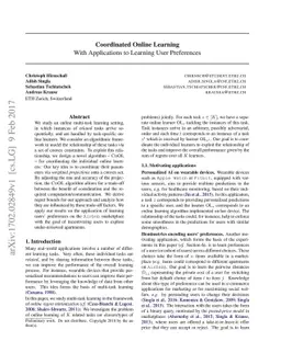 Coordinated Online Learning With Applications to Learning User
  Preferences