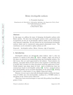 Bezier developable surfaces