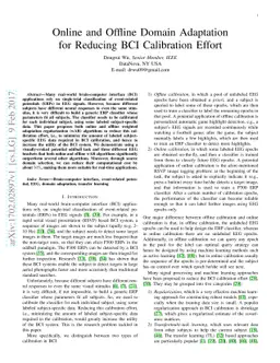 Online and Offline Domain Adaptation for Reducing BCI Calibration Effort