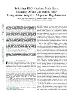 Switching EEG Headsets Made Easy: Reducing Offline Calibration Effort
  Using Active Weighted Adaptation Regularization