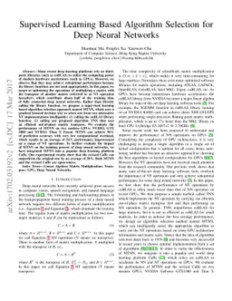 Supervised Learning Based Algorithm Selection for Deep Neural Networks