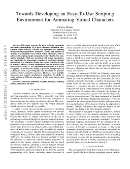 Towards Developing an Easy-To-Use Scripting Environment for Animating
  Virtual Characters