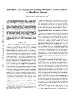 Safe Open-Loop Strategies for Handling Intermittent Communications in
  Multi-Robot Systems