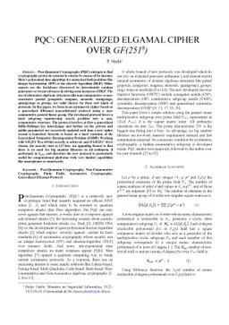 Post-Quantum Cryptography(PQC): Generalized ElGamal Cipher over GL(8,F251)