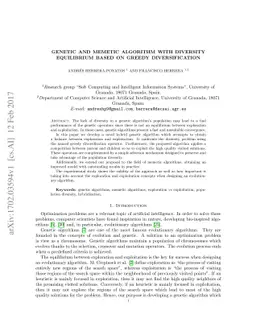 Genetic and Memetic Algorithm with Diversity Equilibrium based on Greedy
  Diversification