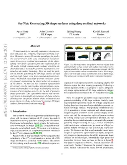 SurfNet: Generating 3D shape surfaces using deep residual networks