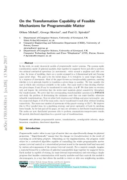 On the Transformation Capability of Feasible Mechanisms for Programmable
  Matter