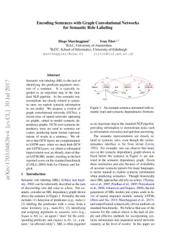 Encoding Sentences with Graph Convolutional Networks for Semantic Role
  Labeling