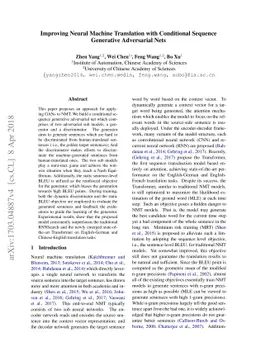 Improving Neural Machine Translation with Conditional Sequence
  Generative Adversarial Nets