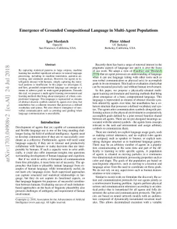 Emergence of Grounded Compositional Language in Multi-Agent Populations