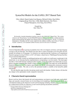 SyntaxNet Models for the CoNLL 2017 Shared Task