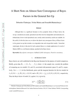 A Short Note on Almost Sure Convergence of Bayes Factors in the General
  Set-Up