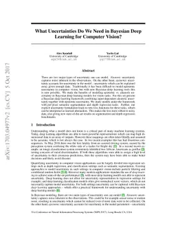 What Uncertainties Do We Need in Bayesian Deep Learning for Computer
  Vision?