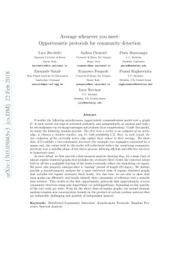 Average whenever you meet: Opportunistic protocols for community
  detection