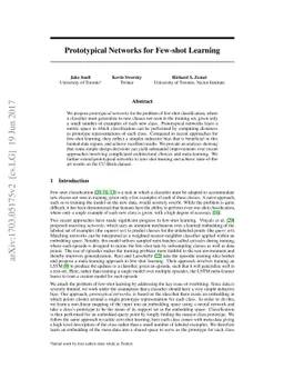 Prototypical Networks for Few-shot Learning