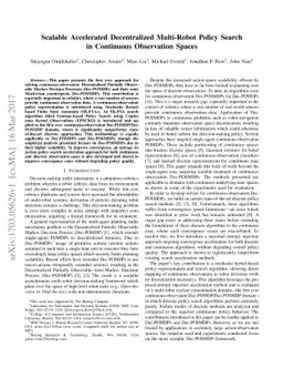 Scalable Accelerated Decentralized Multi-Robot Policy Search in
  Continuous Observation Spaces
