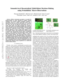 Semantic-level Decentralized Multi-Robot Decision-Making using
  Probabilistic Macro-Observations