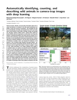 Automatically identifying, counting, and describing wild animals in
  camera-trap images with deep learning